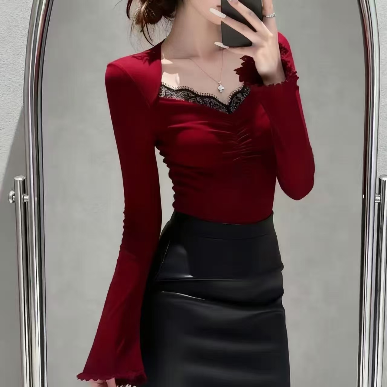 （嘻宝）女装时尚纯欲风显瘦气质显瘦女神衫019