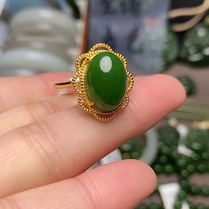 和田玉银S925镶嵌戒指