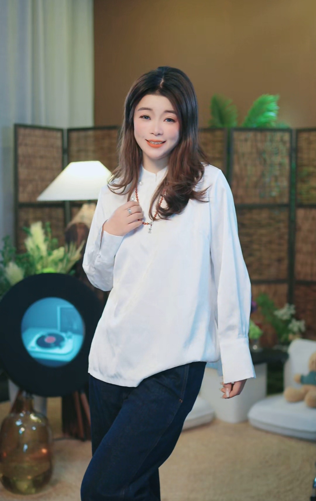 杯子家《国风冠乐皱斜襟长袖打底》超级百搭显瘦大气单穿打底上衣