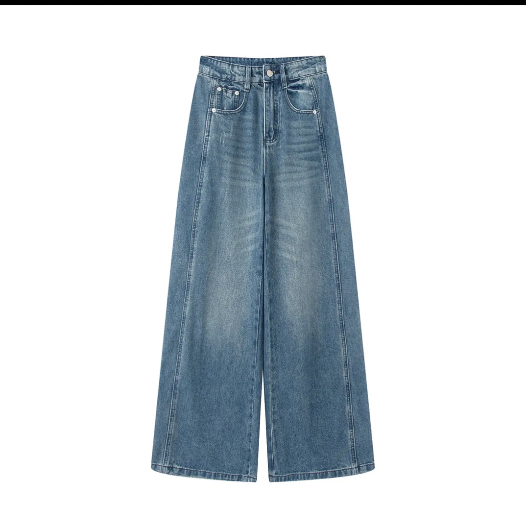 【艾家】初恋风高腰牛仔裤女2025秋季新款直筒裤复古百搭长裤子3027