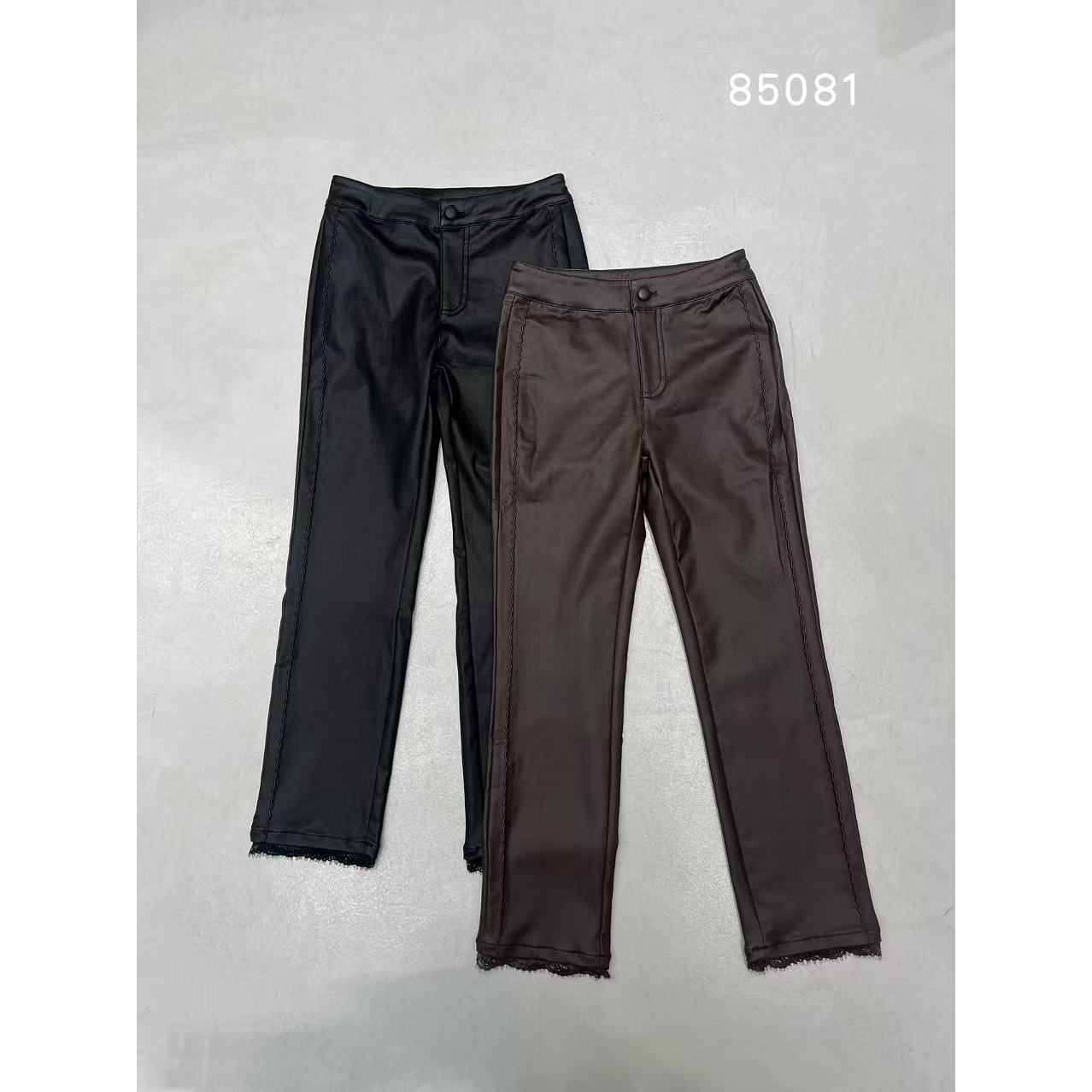 KIKI严选：85081-范希家欧货南油秋冬加厚磨毛蕾丝小众休闲裤皮裤