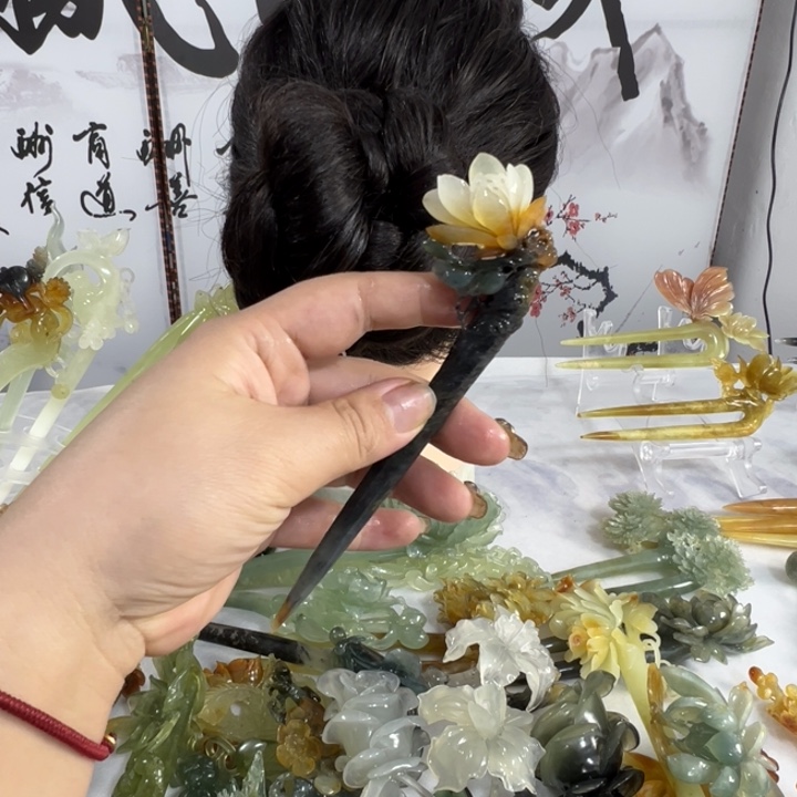 定制蛇纹石玉小*子毛货发饰