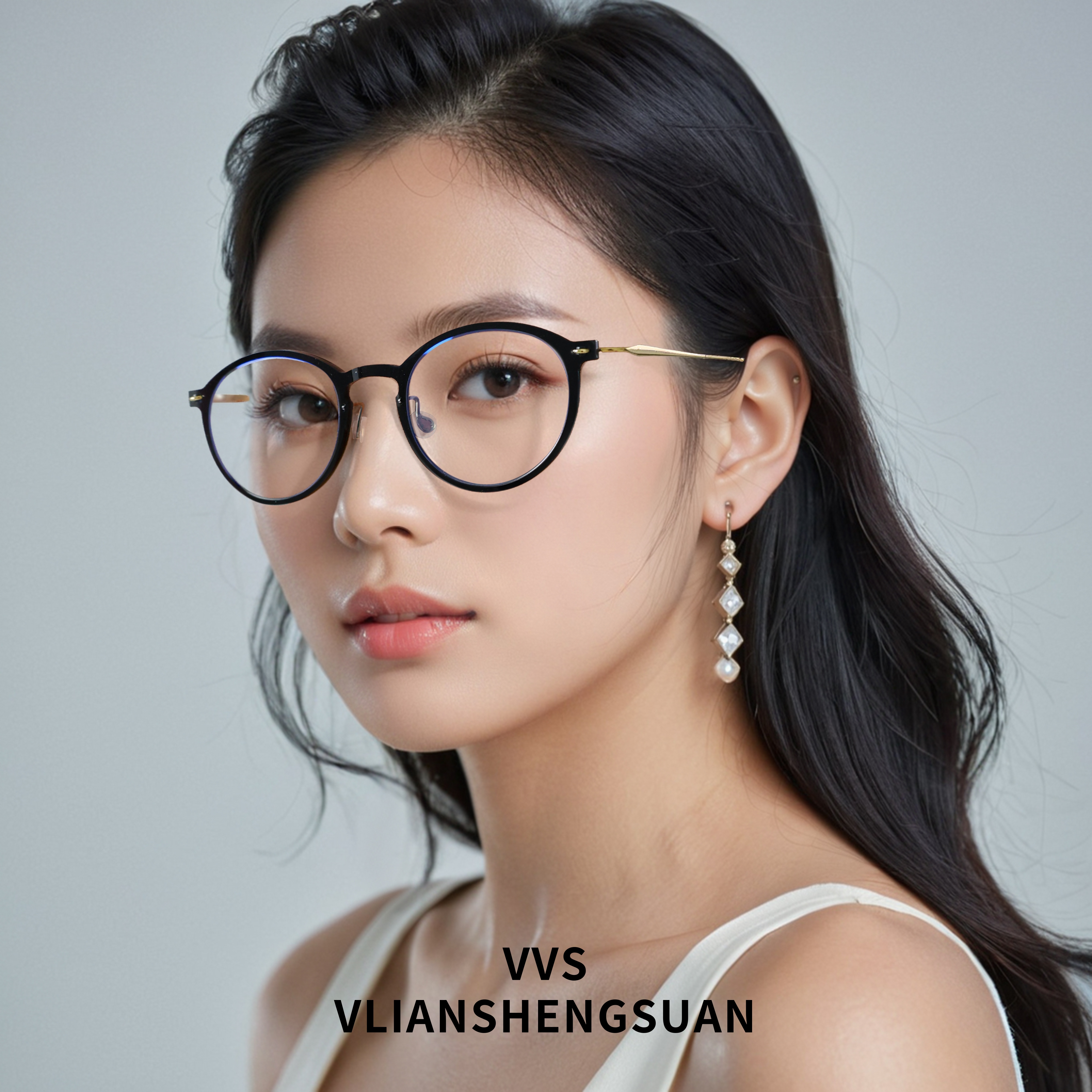 VVS眼镜防蓝光圆形超轻钛时尚潮流圆框复古风黑框韩版休闲6541-1