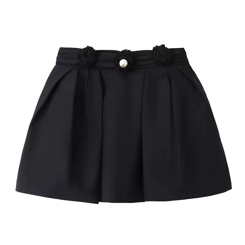 【Y005】2025夏季新品A字下摆丝毛半裙时尚百搭宽松短裙