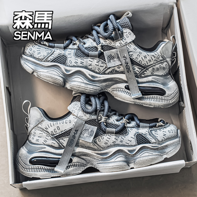 SENMA/森马男鞋秋季透气网面厚底老爹鞋复古潮流百搭休闲运动潮鞋