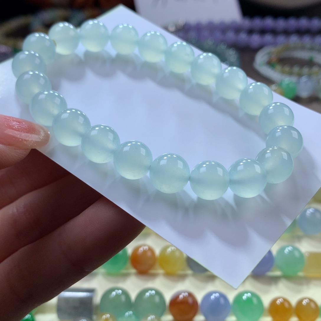 翡翠手链未镶嵌木那冰胶果冻底晴水卡9