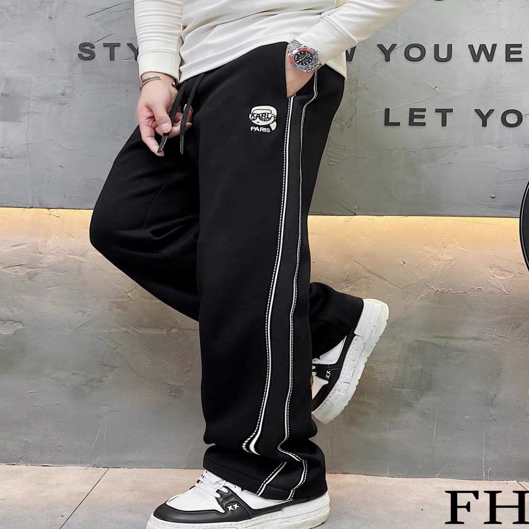 2025新款秋冬5812男士潮流宽松阔腿直筒黑色休闲裤