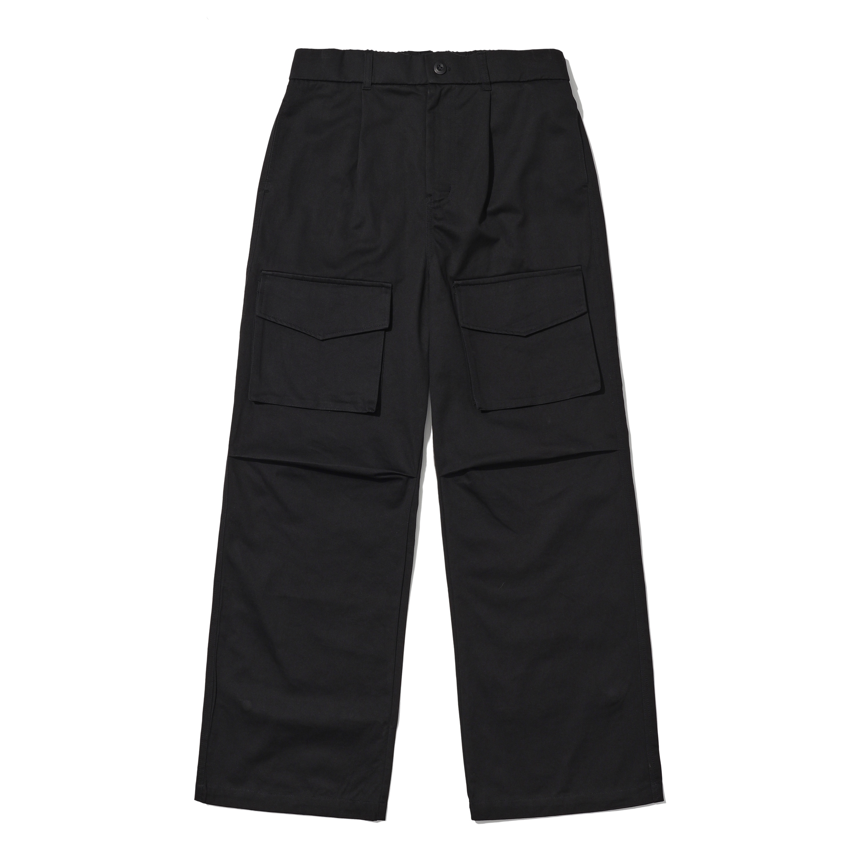 ISANPARO Button pocket cargo pants 黑色褶皱口袋纽扣工装长裤