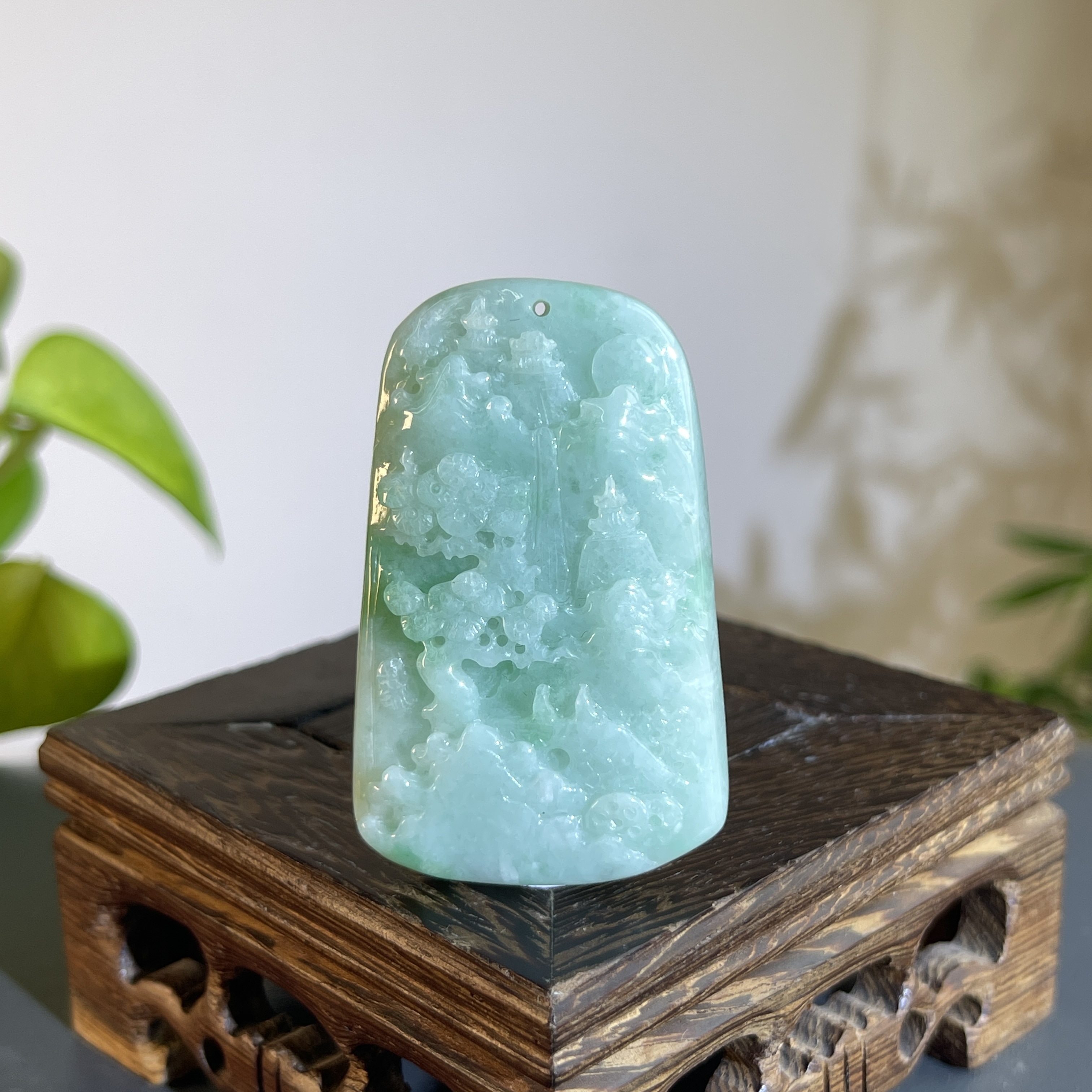 JTW23-66 天然缅甸A货翡翠 山水牌