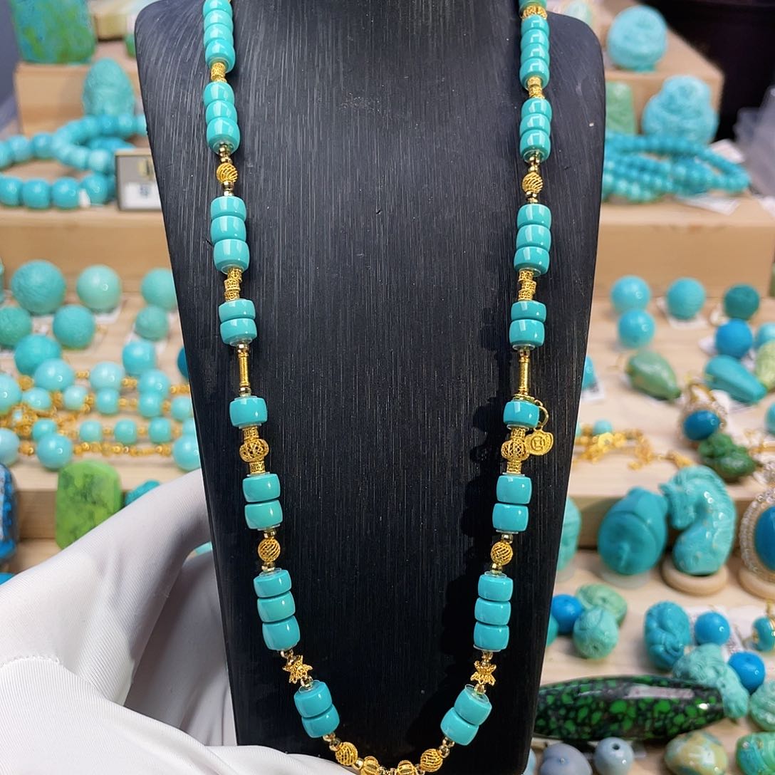 绿松石珠宝奇石18K金镶嵌