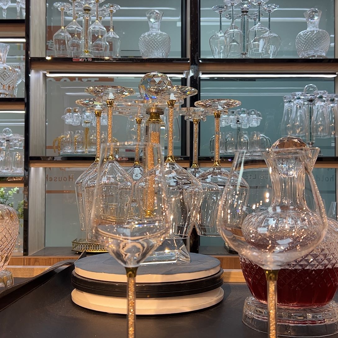 手柄款水晶玻璃白酒杯白酒杯8个