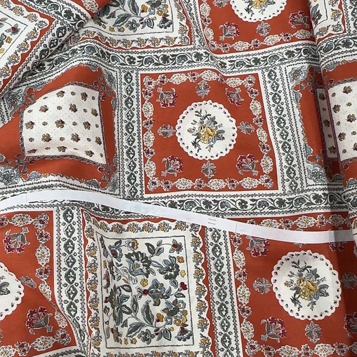 国现北高60支高支棉拼布风橙色半米