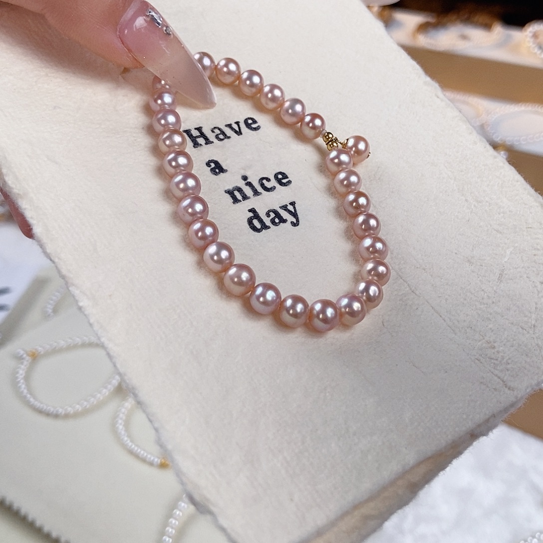 手绳18K金镶嵌淡水珍珠