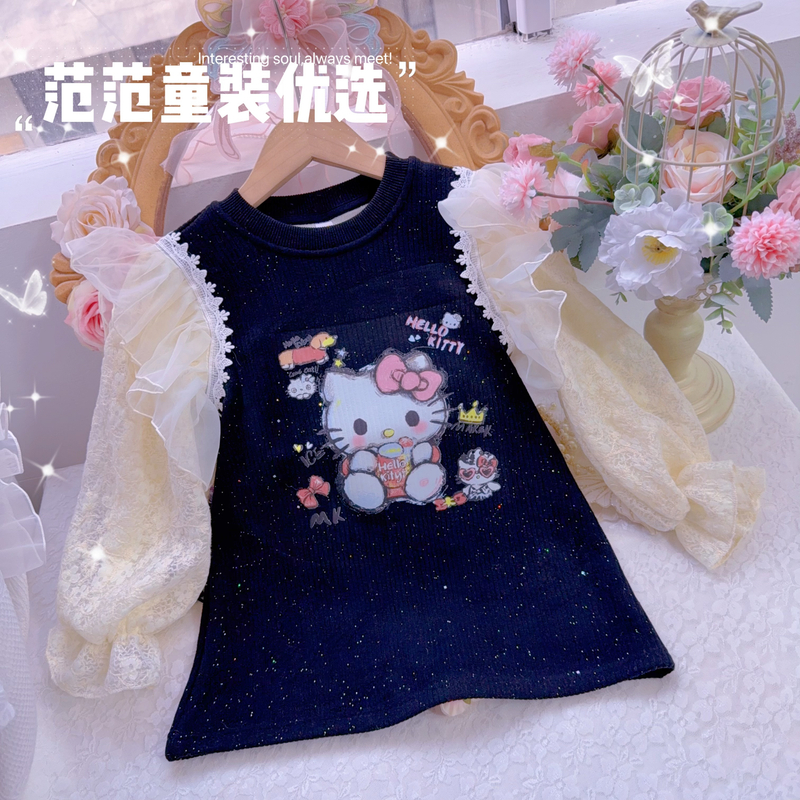 【范范童装优选】女童洋气轻奢【萌宠KT】加绒上衣25088