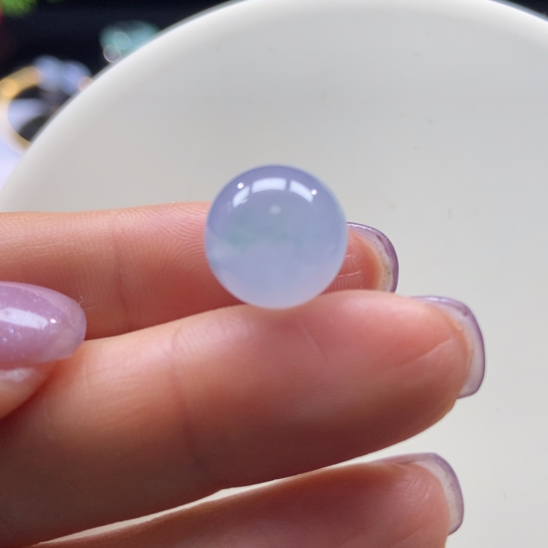 翡翠颈饰未镶嵌冰奶蓝奶紫圆珠12.8mm