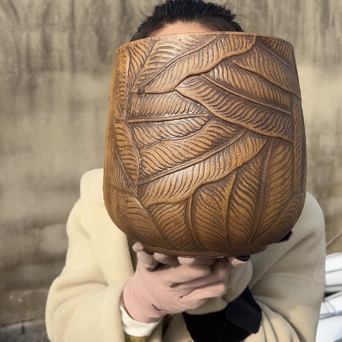 口径19高度21一个柴烧芭蕉叶一个