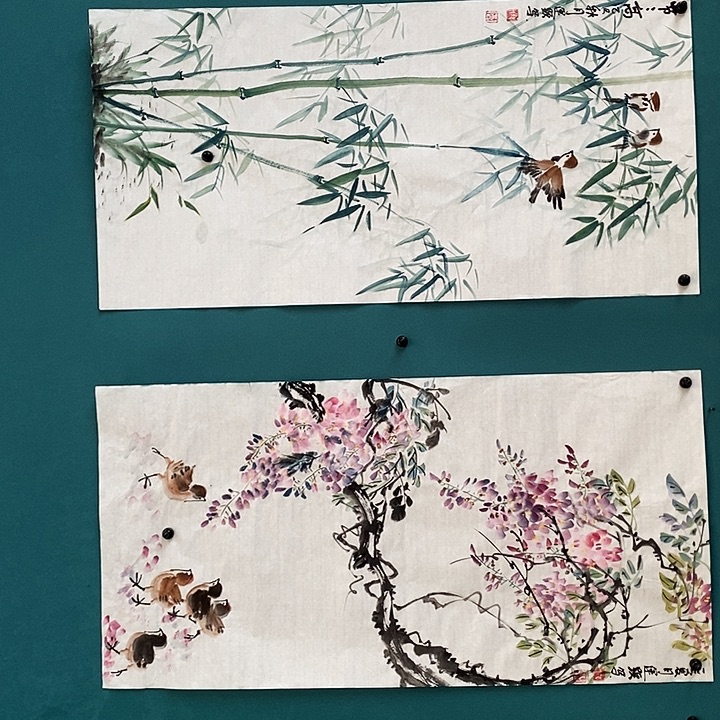 泰***5国画四张手绘作品