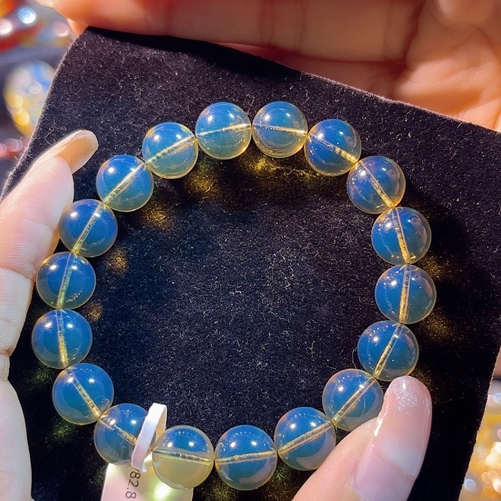 未镶嵌蓝珀珠宝奇石墨西哥蓝珀手串10