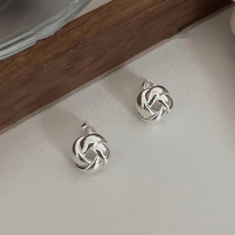 足银耳饰 缠绕同心结新中式小众设计耳坠