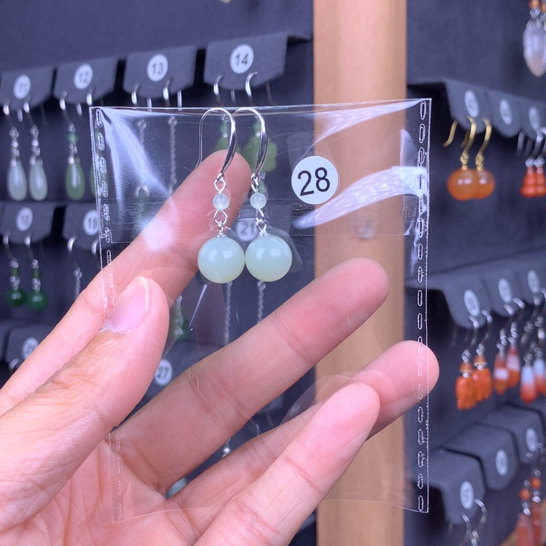 和田玉耳饰银S925镶嵌a****a