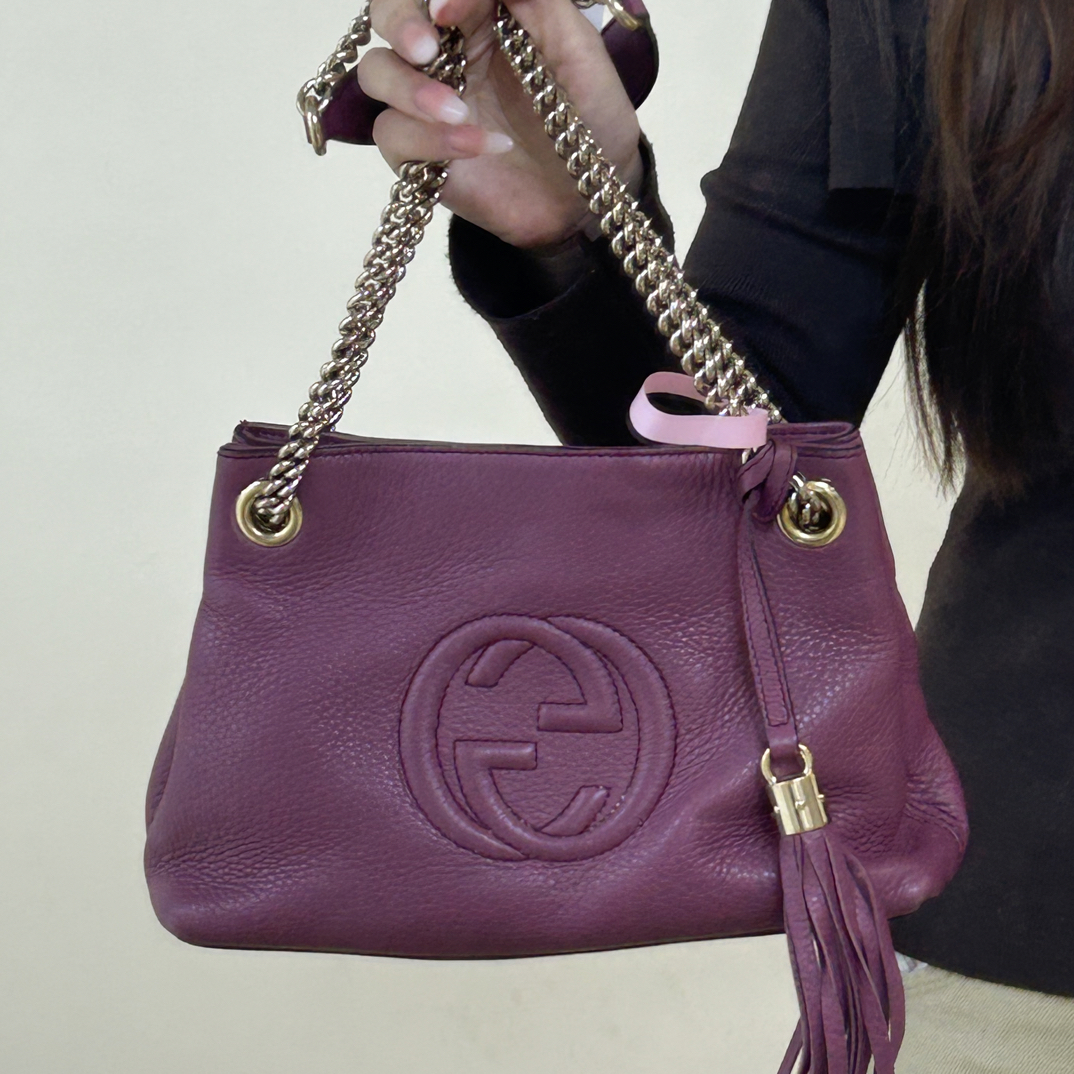 95新 GUCCI/古驰 soho小号链条托特包