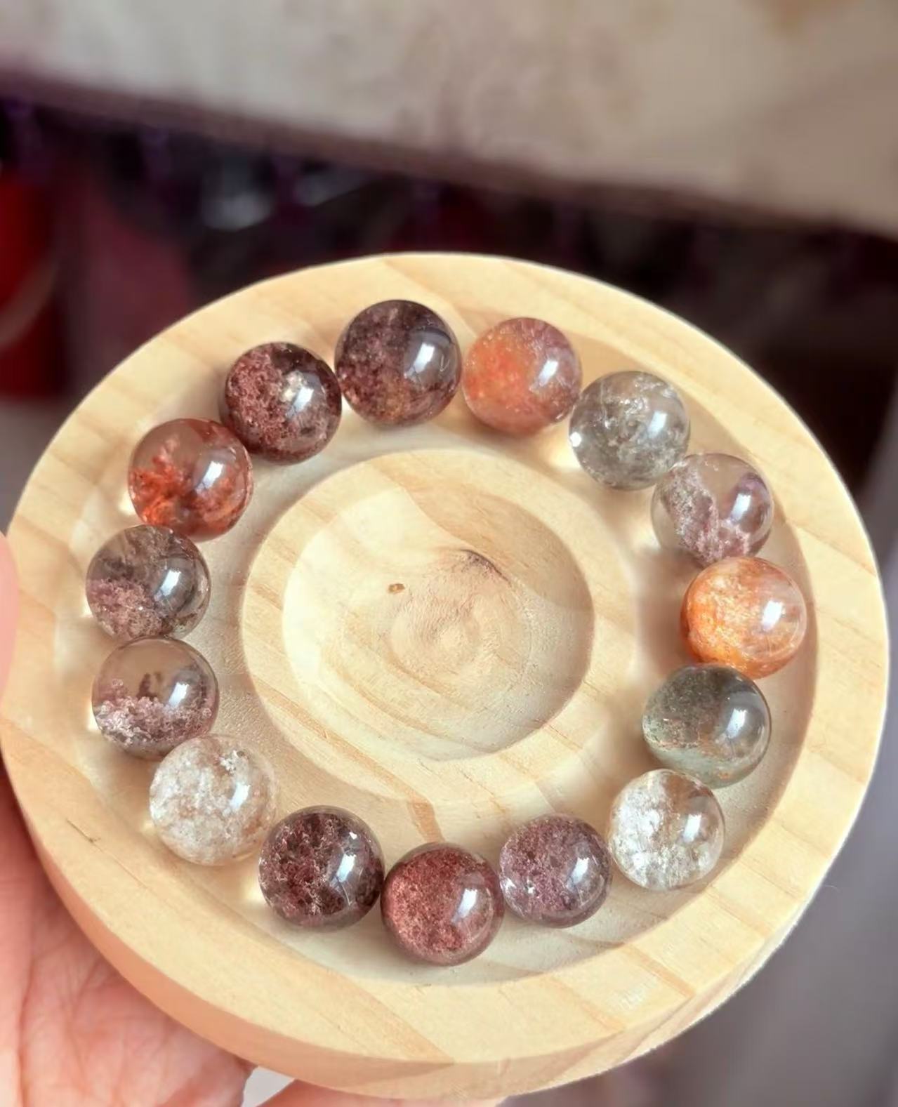 默认打孔  天然水晶幽靈单珠 多樣性发貨 打孔NO退No换