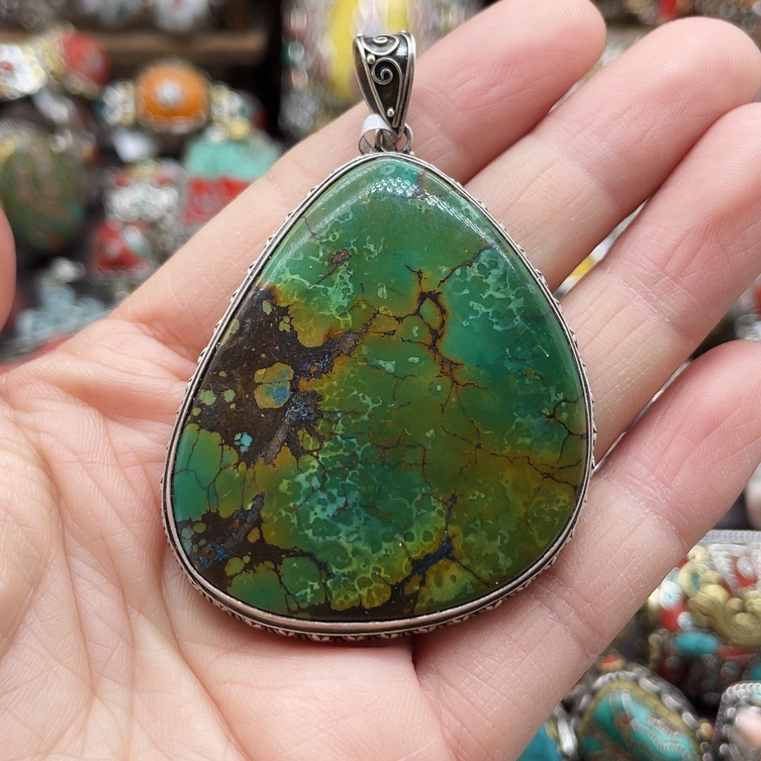 绿松石银S925镶嵌颈饰