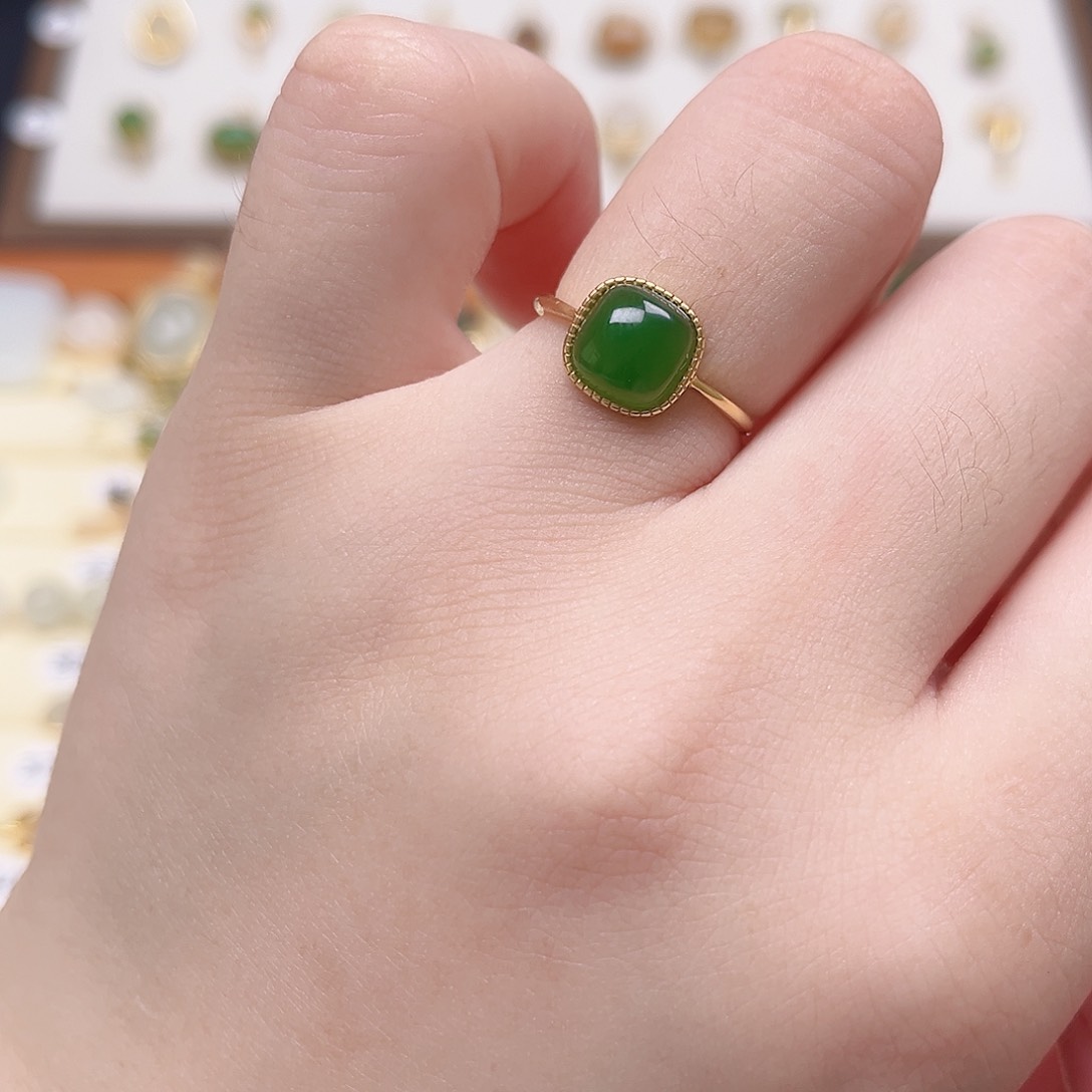 和田玉戒指银S925镶嵌