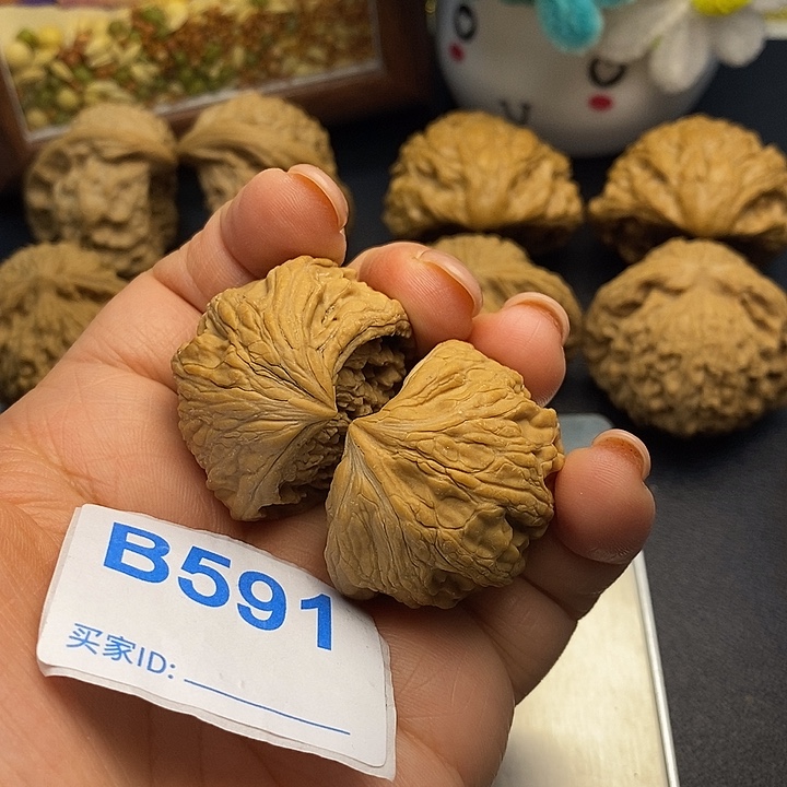 文玩核桃把件大沽石半壁3.7