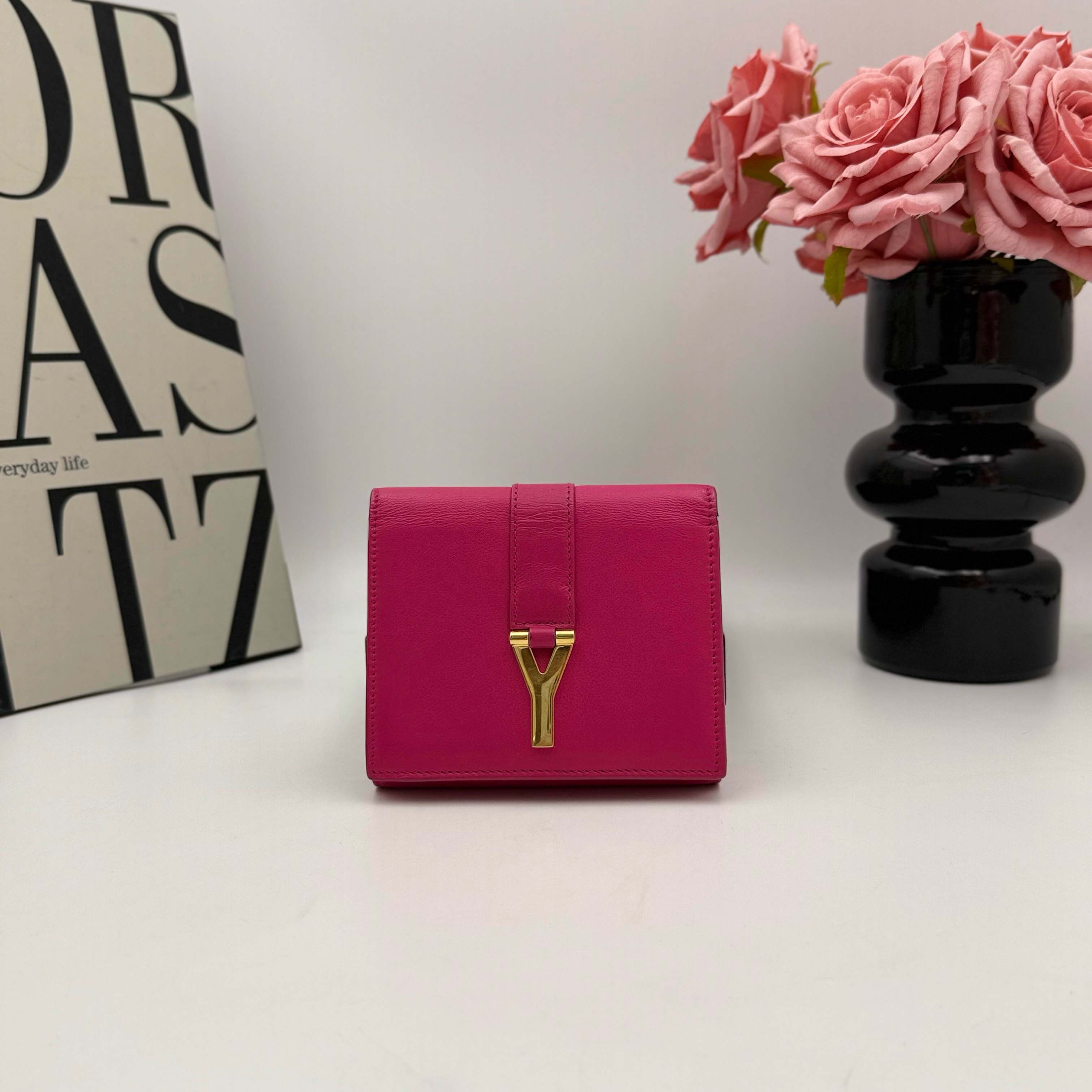 95新 YSL/圣罗兰 圣罗兰/YSL xy 9219 粉色短款钱包