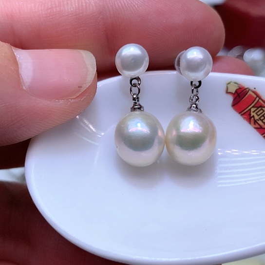 淡水珍珠耳饰银S925镶嵌