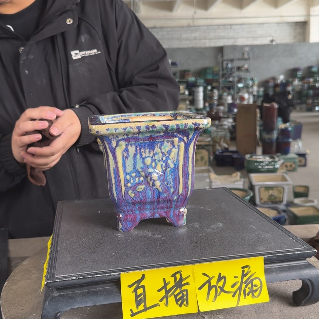 陶。一风堂石湾花盆 打磨痕迹