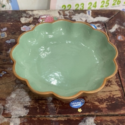 紫砂茶壶段泥绿釉盘13-14cm