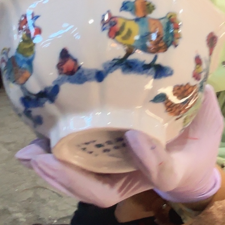 摆件陶景德镇高温红希希6碗