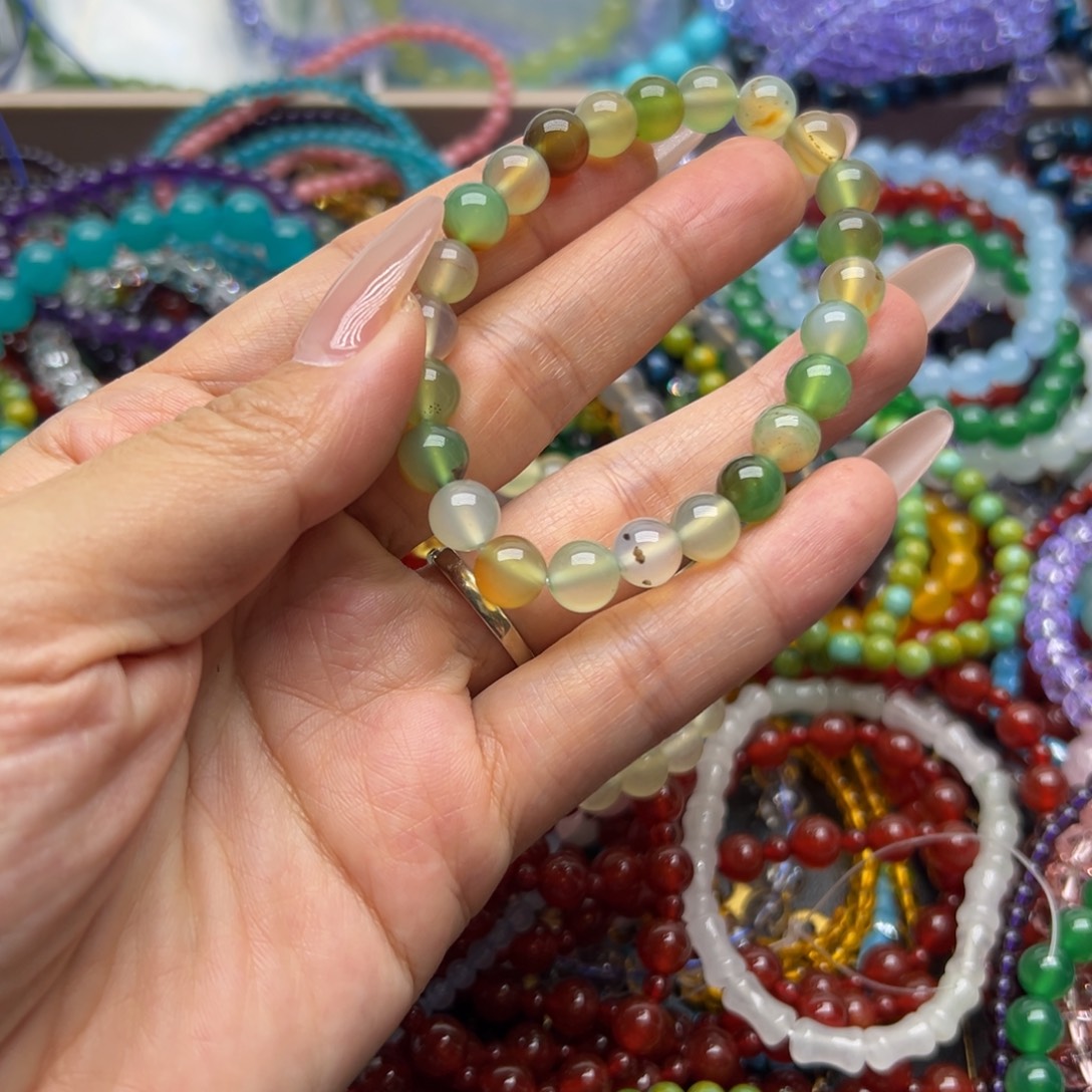 未镶嵌手链烟晶玛瑙孔雀绿