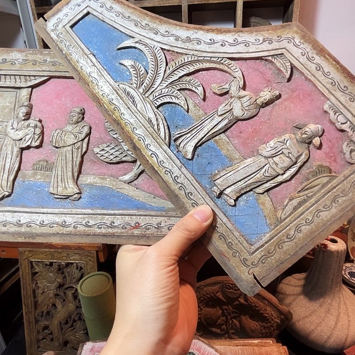 手工艺品琉璃丅***S花板一对