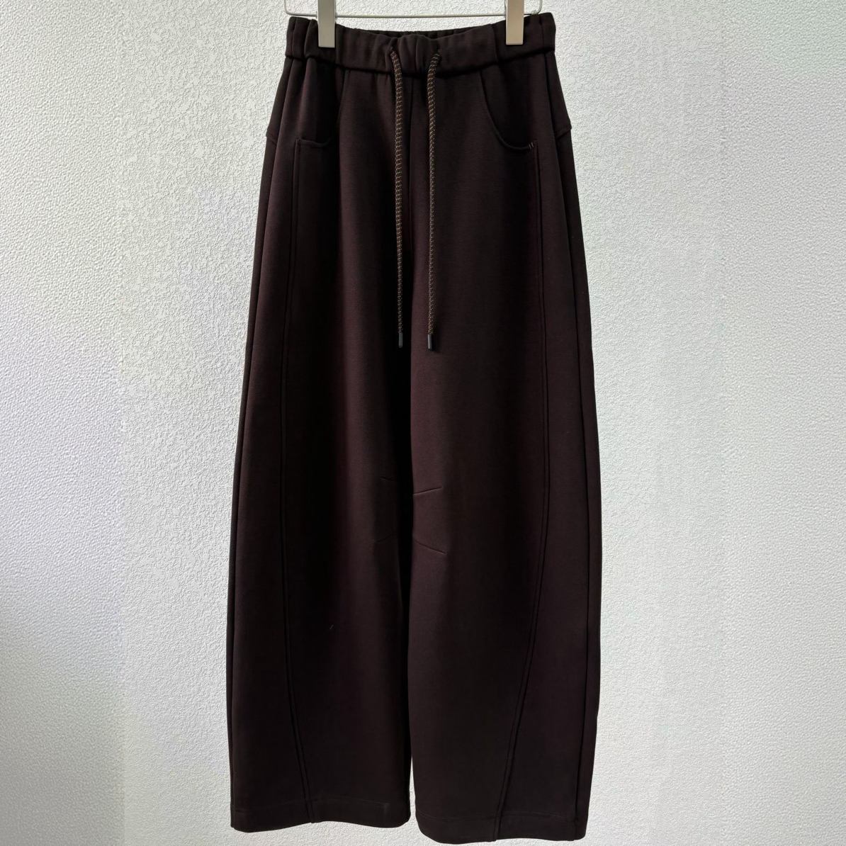 冬季加绒简约中高腰纯色慵懒风保暖休闲松紧香蕉裤阔腿百搭老钱风