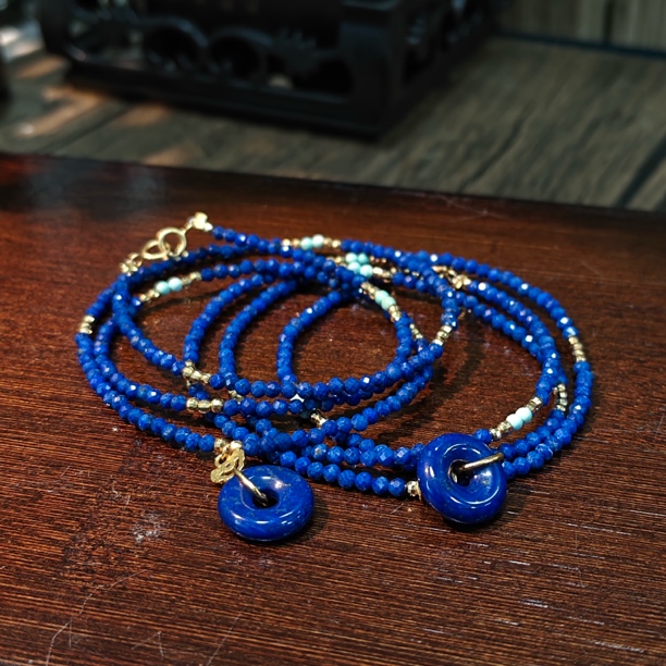 【书记甄选】青金石平安扣项链 多样式发一件  A074