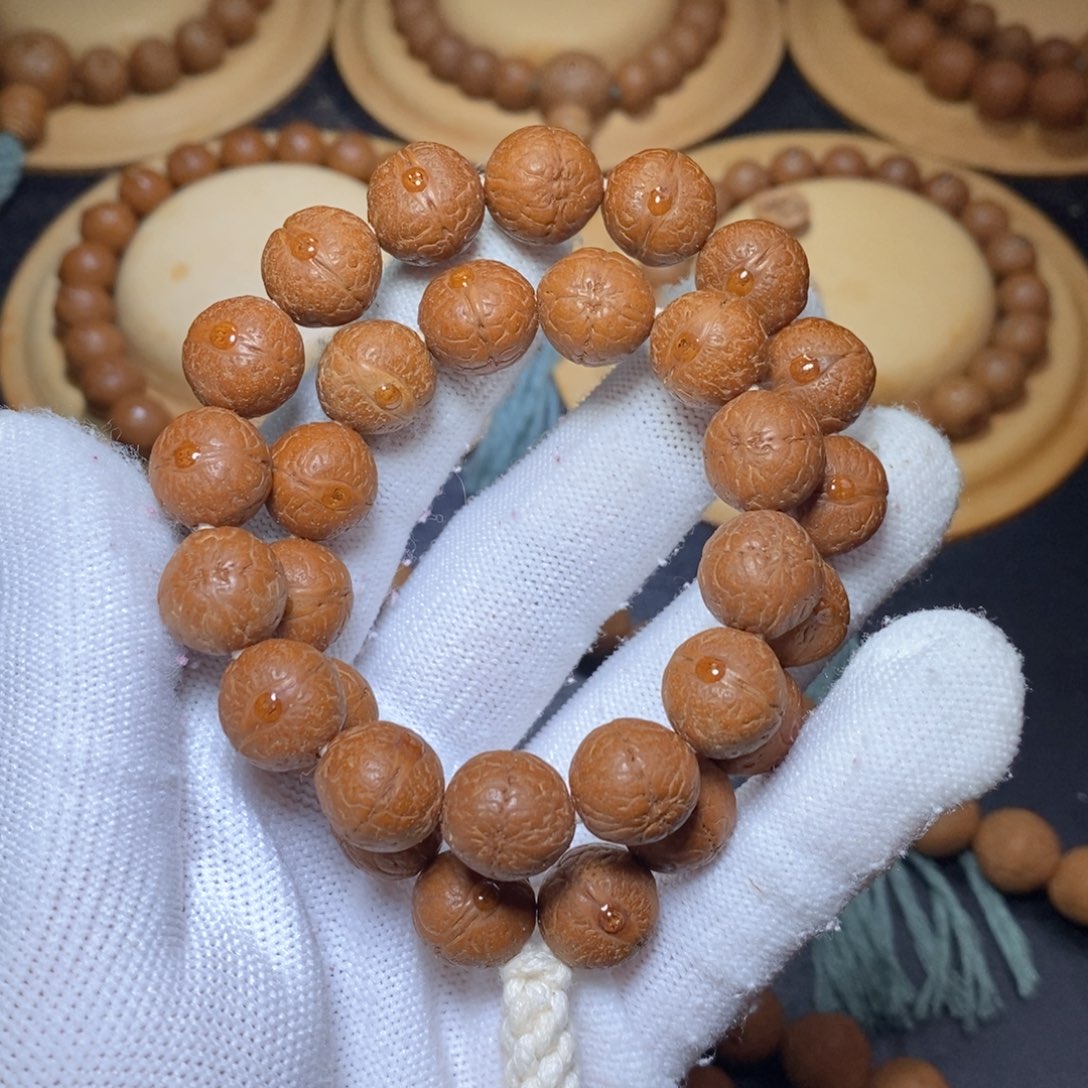 手串凤眼菩提12.2mm红皮同树手持30颗