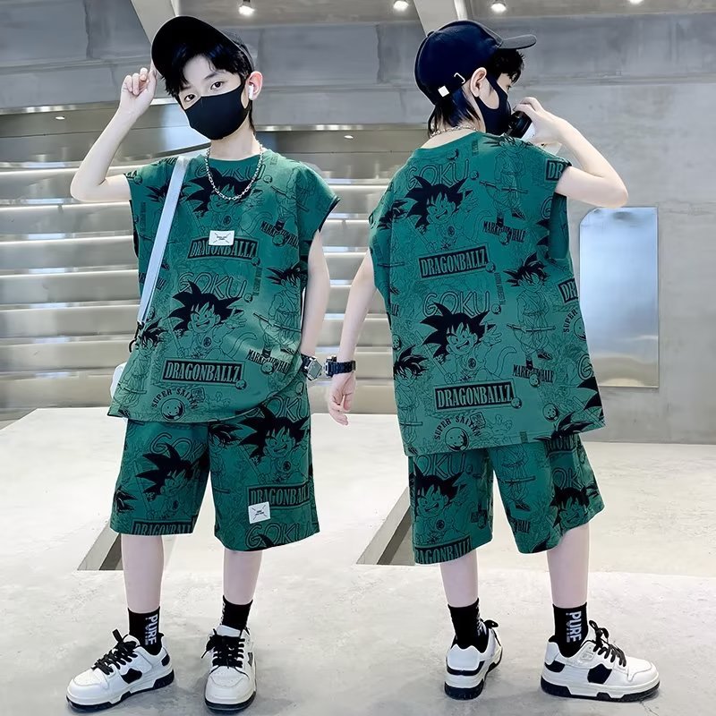 无袖夏季童装夏装套装新款运动潮男童夏款中大童衣服儿童背心2025
