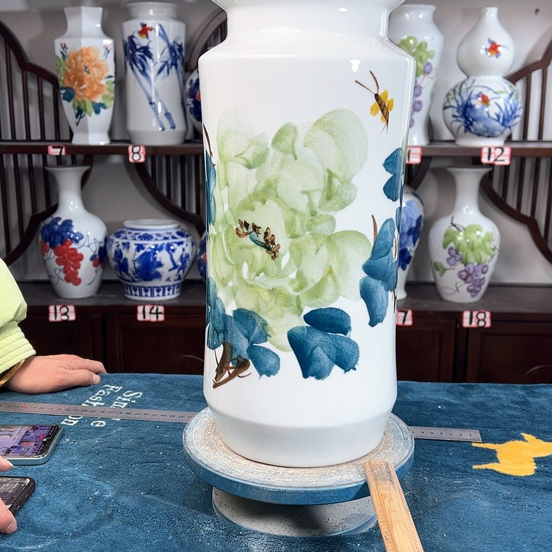 摆件景德镇陶瓷书绿牡