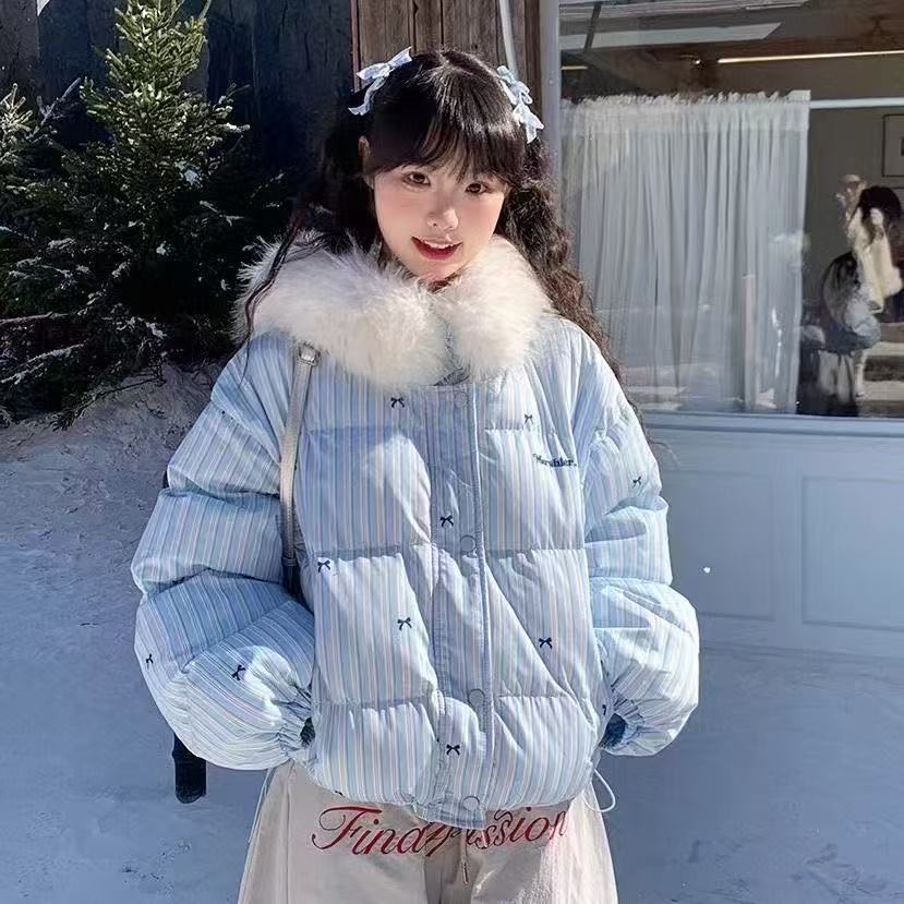 毛领短款棉服外套2025年冬季新款棉衣