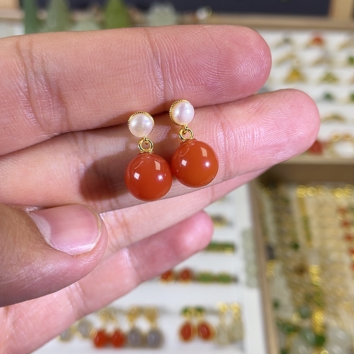 南红玛瑙颈饰银S925镶嵌