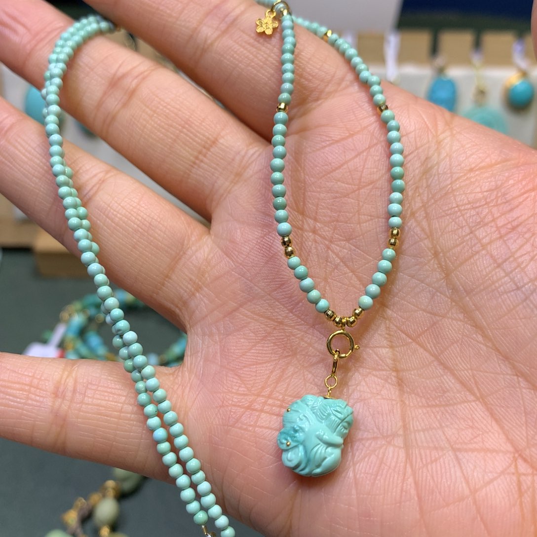 绿松石项链18K金镶嵌