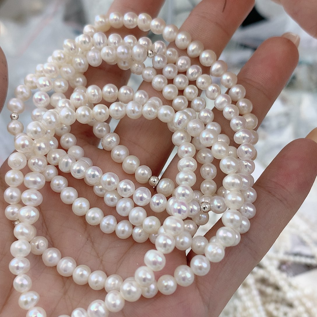 银S925镶嵌耳饰淡水珍珠手链