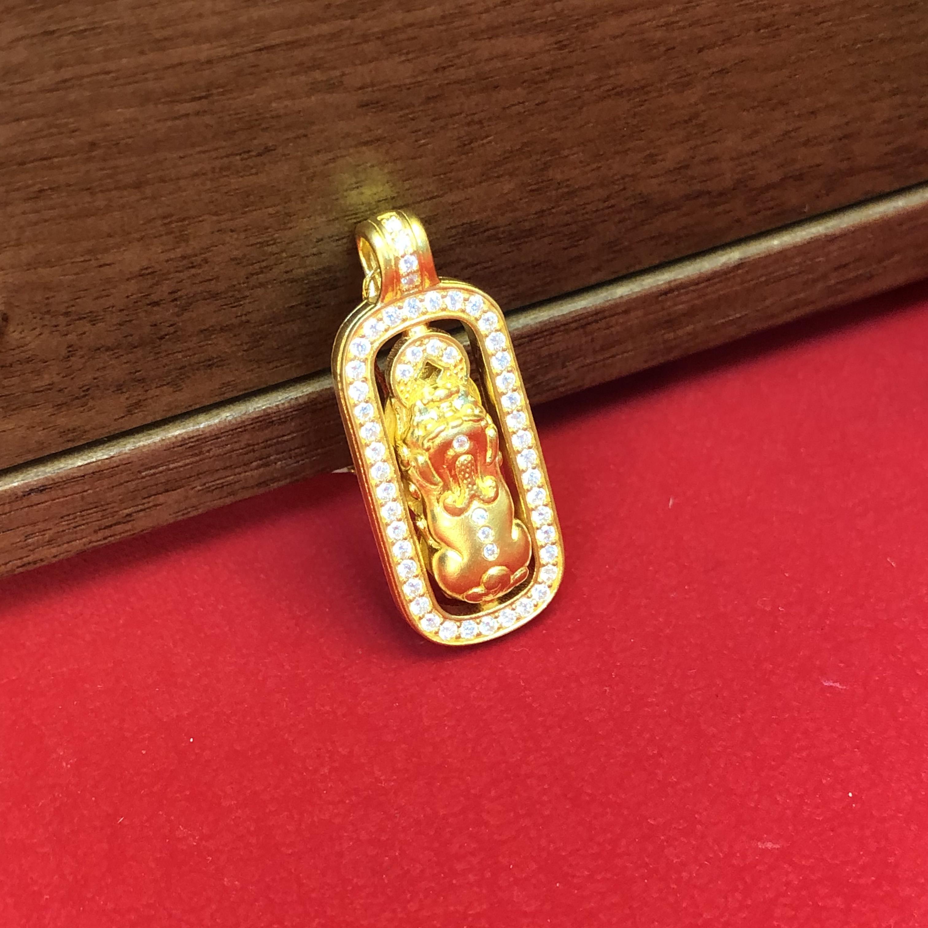 黄金足金999貔貅金刚杵女降魔杵项链咬钱貔貅挂坠吊坠订制