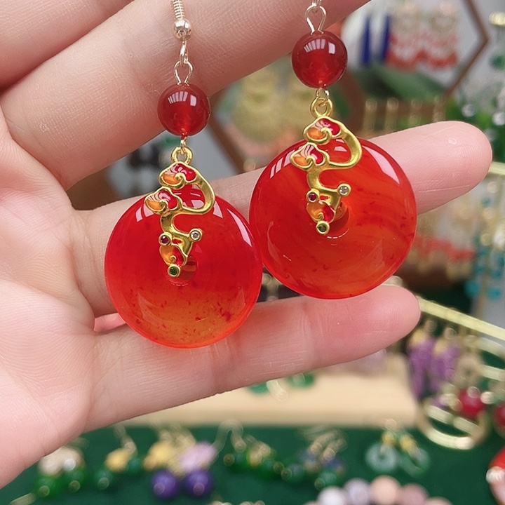 玛瑙/玉髓耳钉合金