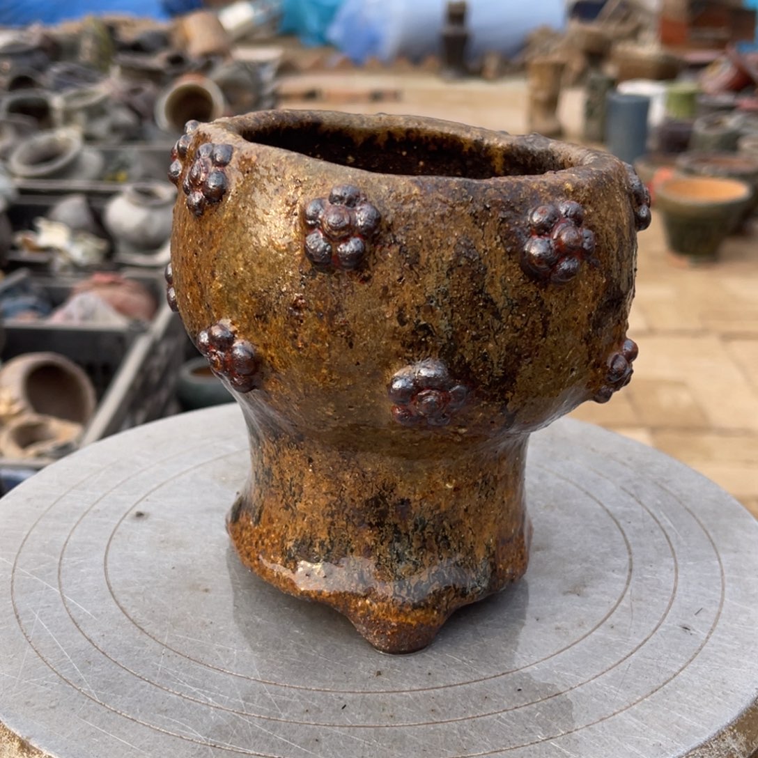红陶粗砂陶手工花盆