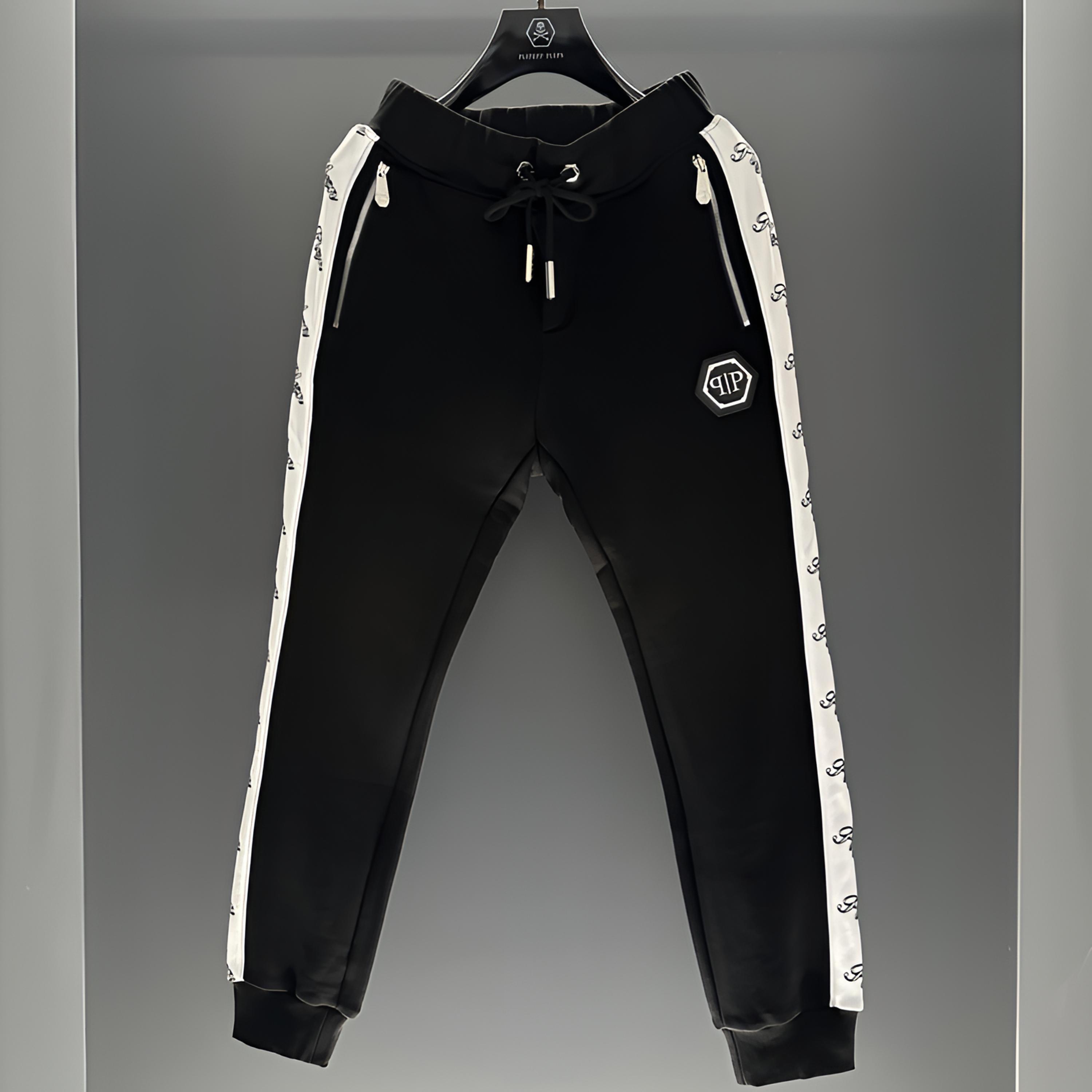 PLIPHPP PLEPN品牌经典黑白相间高级时尚百搭秋冬休闲长裤卫裤