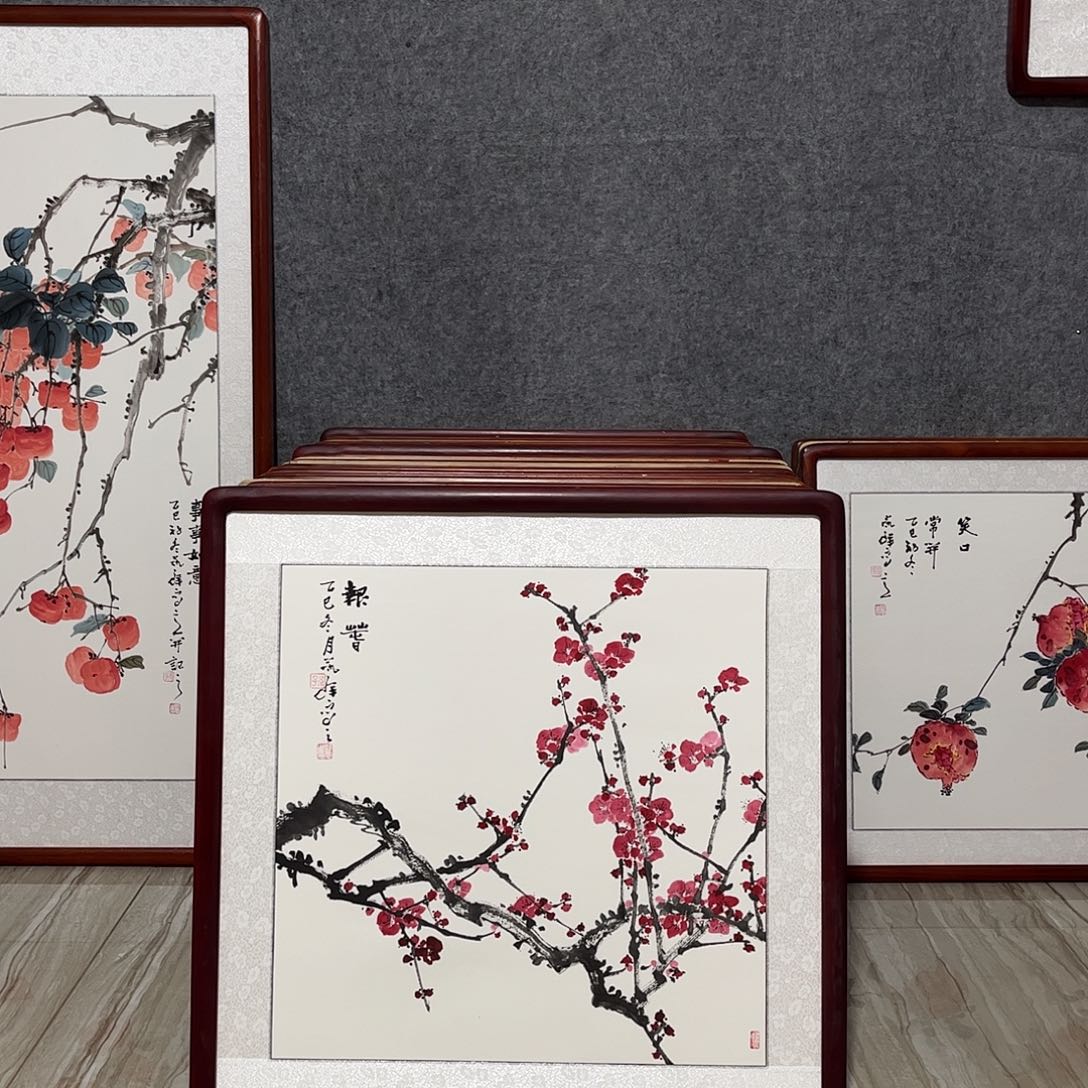 国画书画作品带框63×63